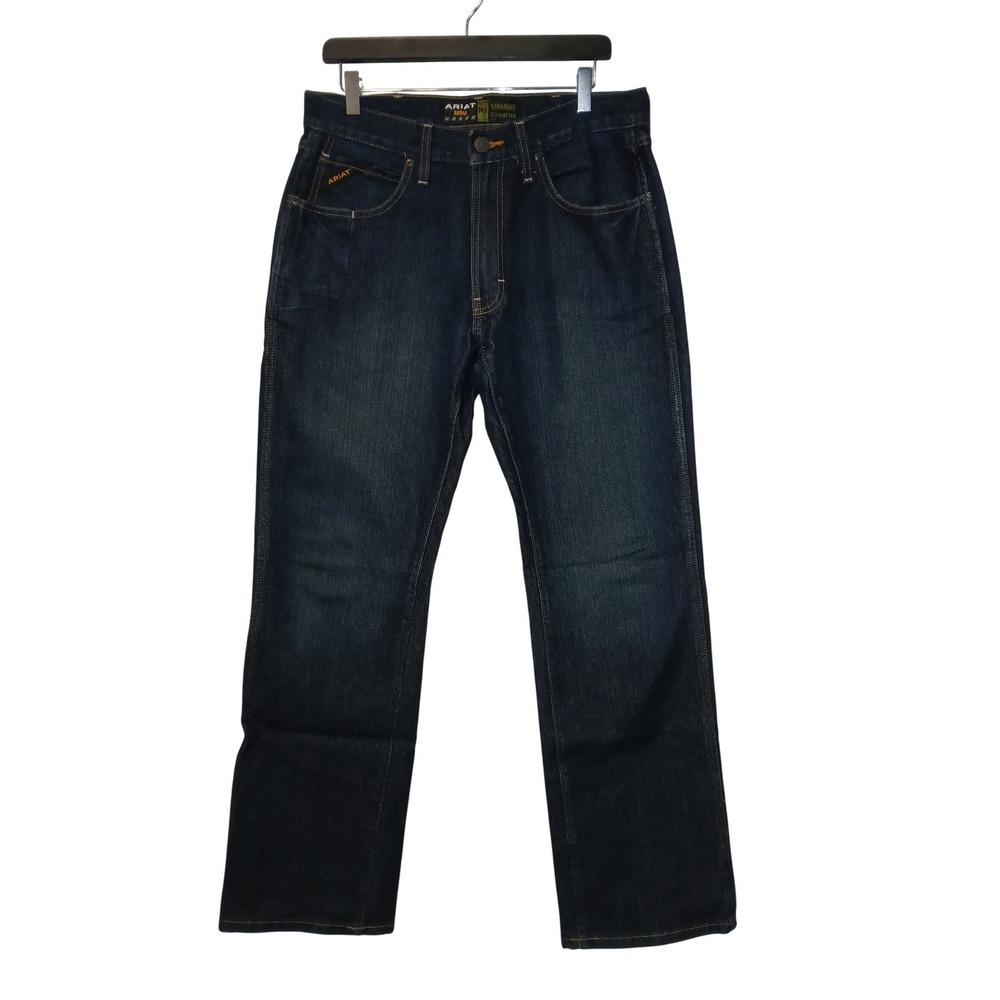 Ariat Rebar M5 Mens Straight Leg Jeans Dark Indigo Workwear Denim 10016223